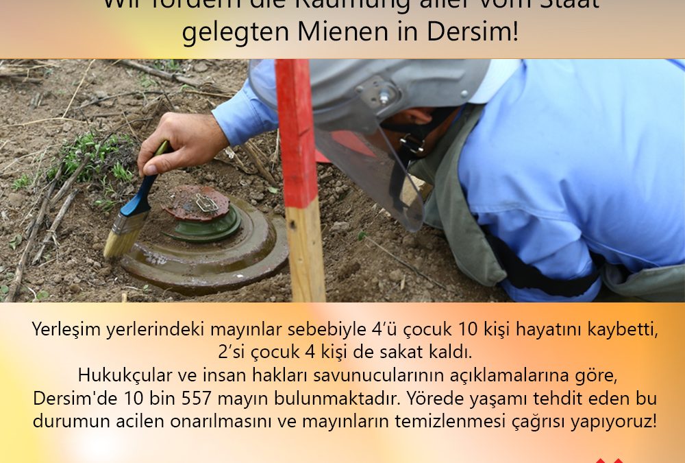 Dersim’de 10 bin 557 mayın bulunmaktadır.